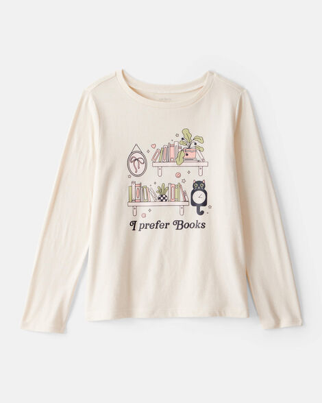 girls i prefer books long-sleeve graphic tee - white