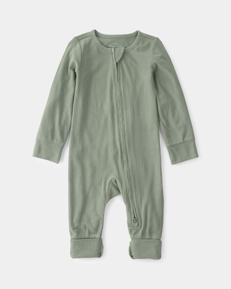 baby 2-way zip purelysoft sleep & play pajama - green