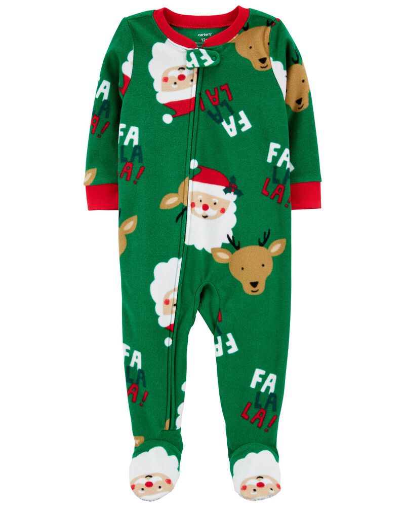 Baby Green 1 Piece Santa Fleece Footie Pjs Carters Com