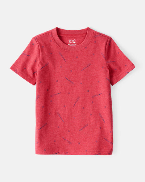 toddler boy baseball print short-sleeve tee - red