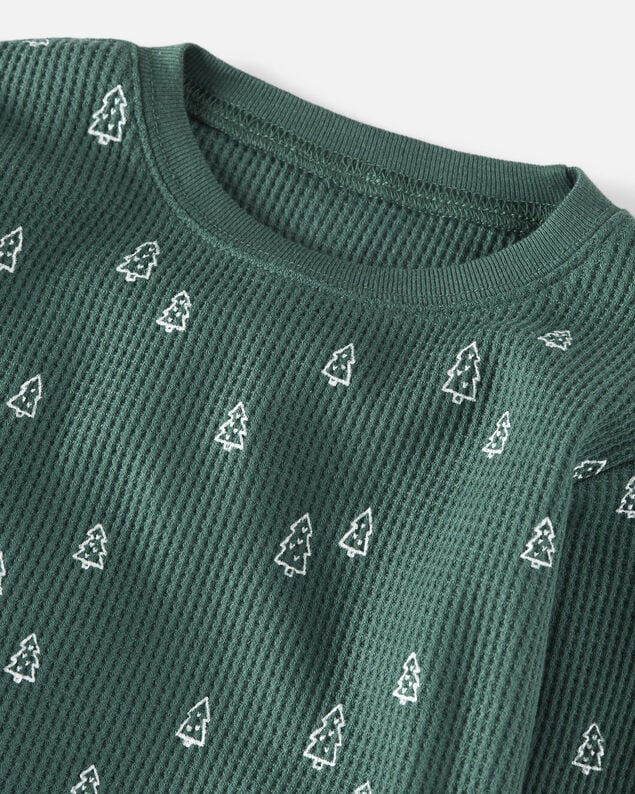 Product image 2 of Kid Christmas Tree Print Waffle Knit Pajamas Made with Organic Cotton