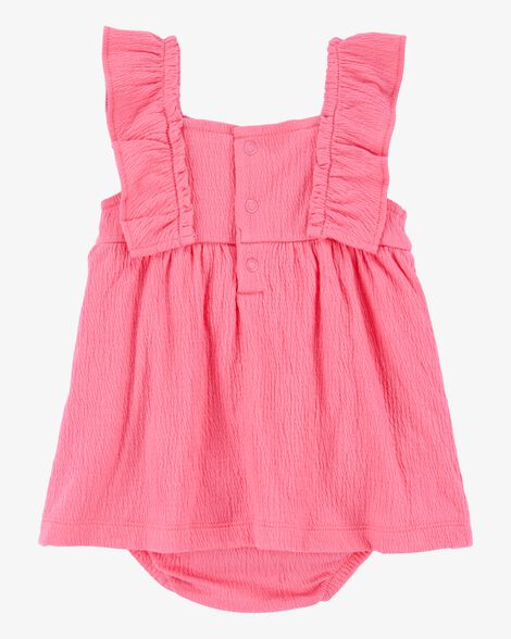  Product image 2 of Baby Floral Flutter Bodysuit Dress - Pink
