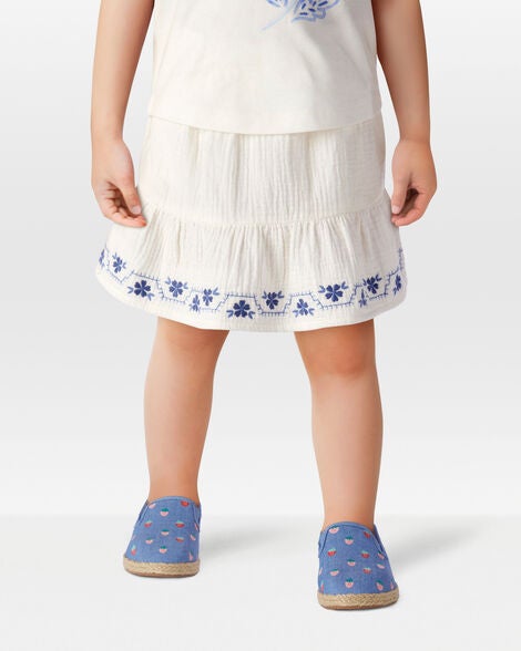 Product image 2 of Toddler Floral Embroidered Gauze Skort - Ivory
