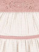 White/Pink - Baby Striped Tiered Dress, Selected