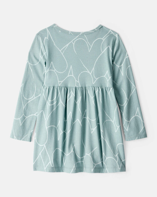 Product image 2 of Toddler Girl Heart Print Long Sleeve Cotton Dress - Green
