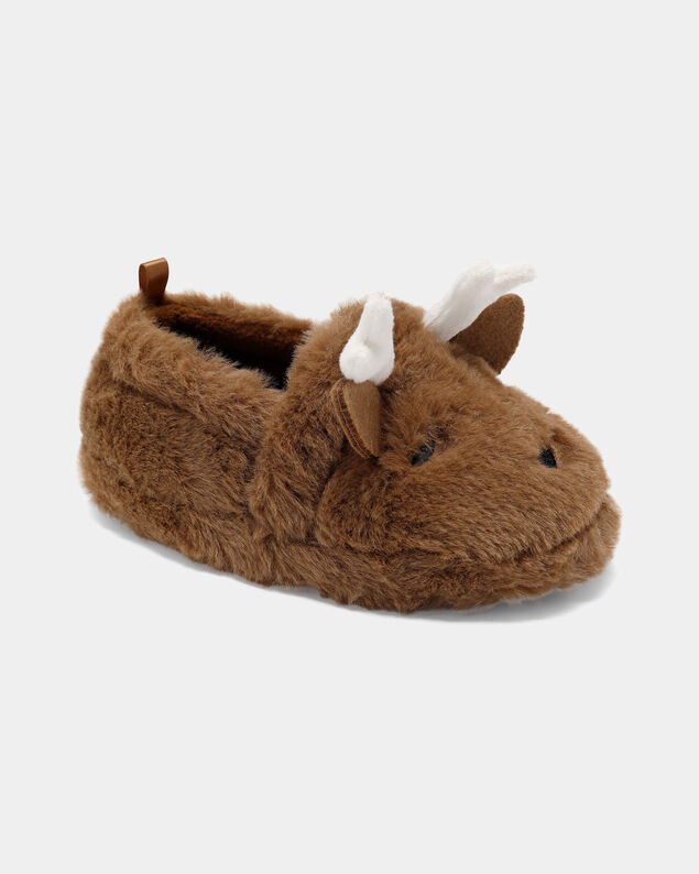 Product image 1 of Boys Christmas Reindeer Slippers - Brown