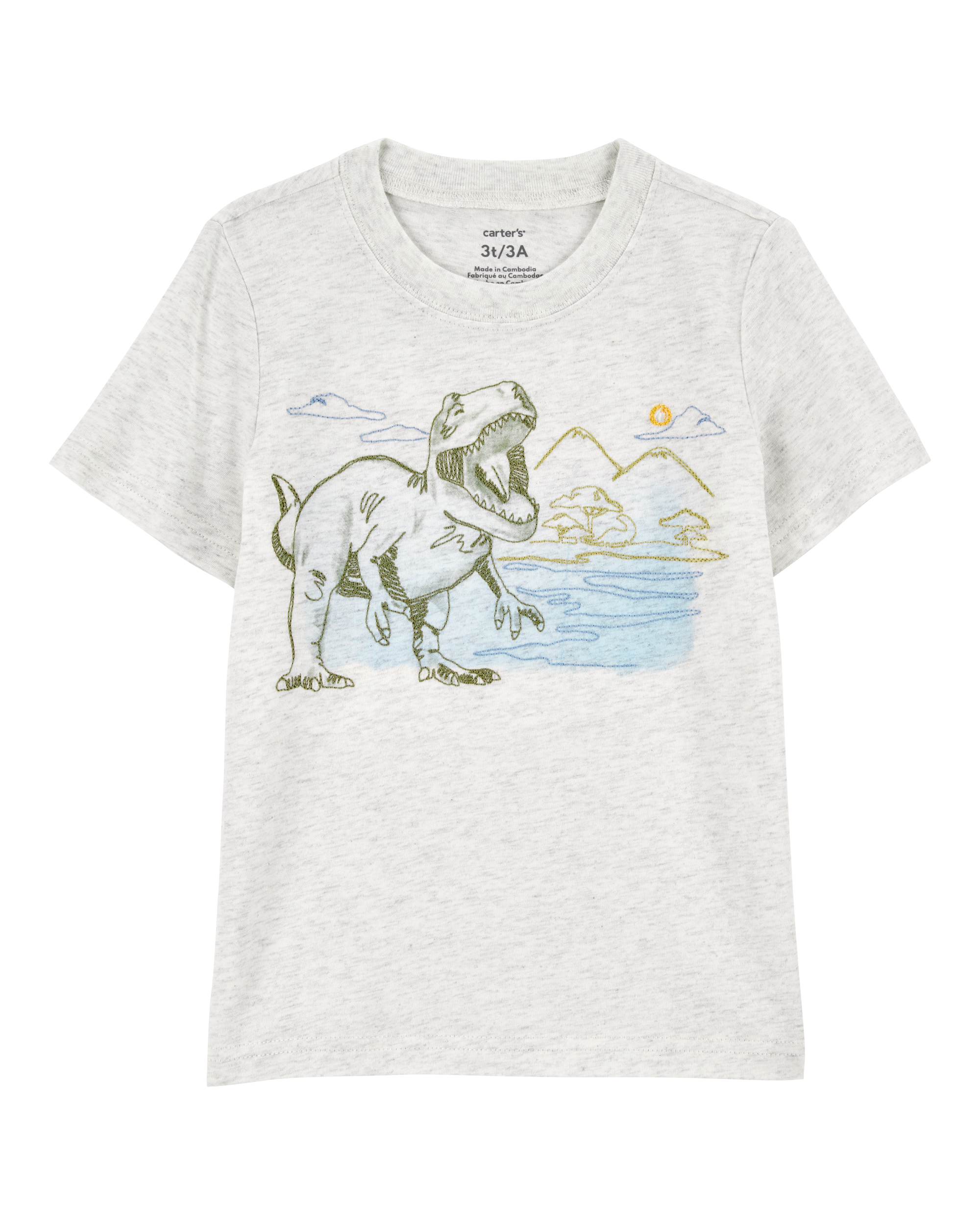 Baby Short-Sleeve Dinosaur Tee - Grey
