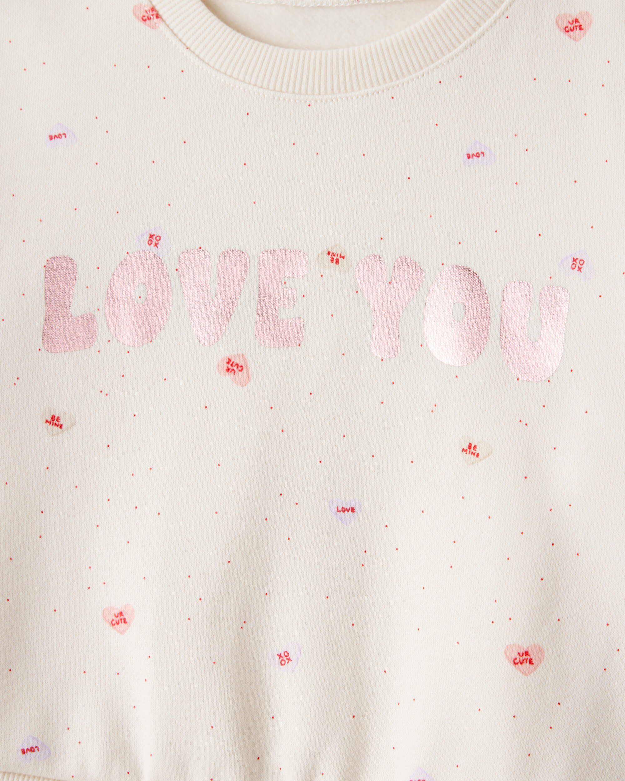 Baby Girl Heart Long-Sleeve Pullover Sweatshirt - Ivory