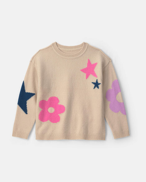 girls flower & star sweater