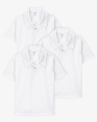 Product image 1 of Kid 3-Pack Active Uniform Polo Shirts in Moisture Wicking BeCool™ Fabric - White