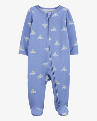 Product image 1 of Baby Bee Print Zip-Up PurelySoft Sleep & Play Pajamas