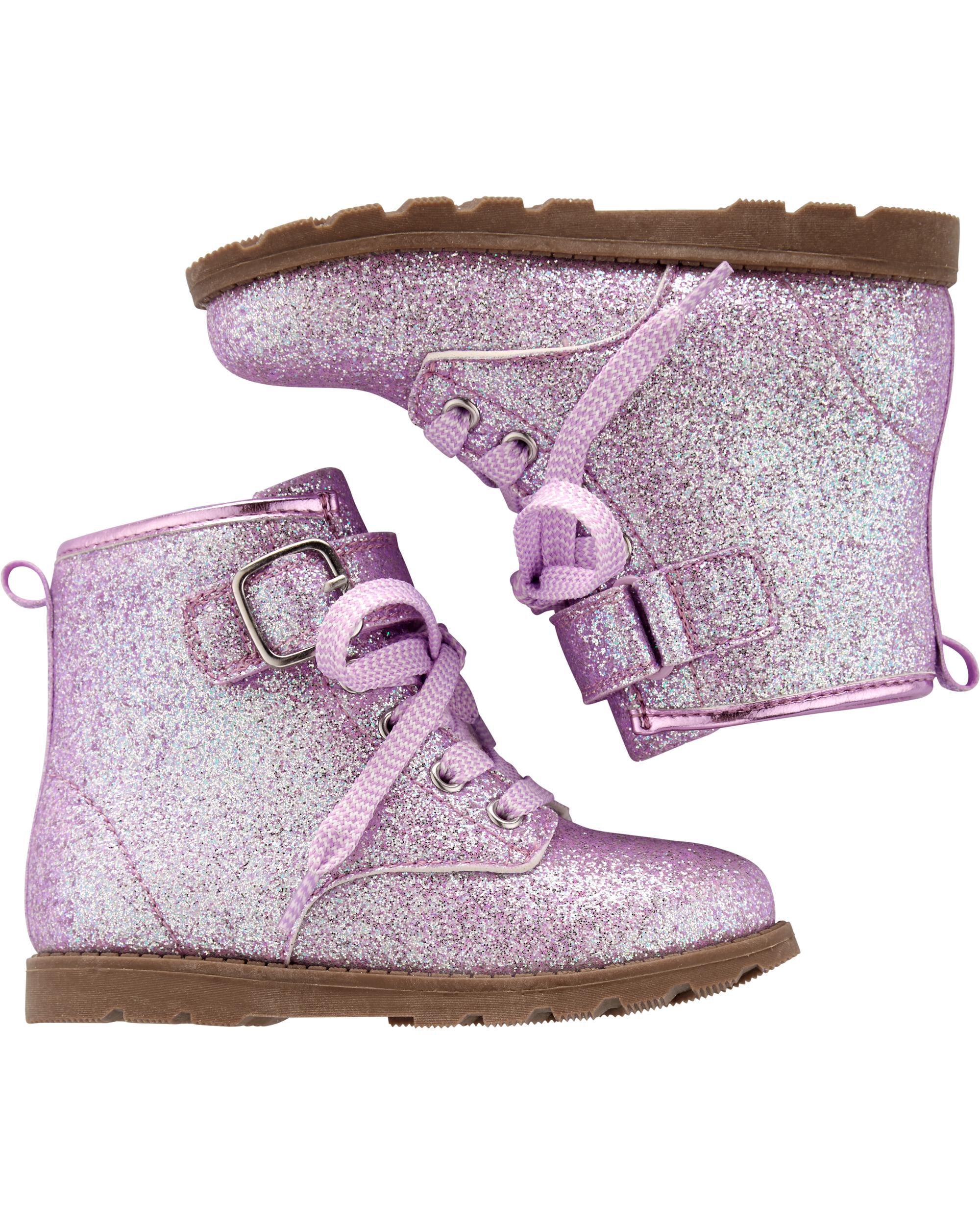 girls glitter combat boots