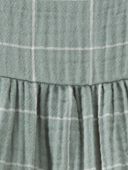 Green Plaid - Baby Organic Cotton Gauze Dress, Selected