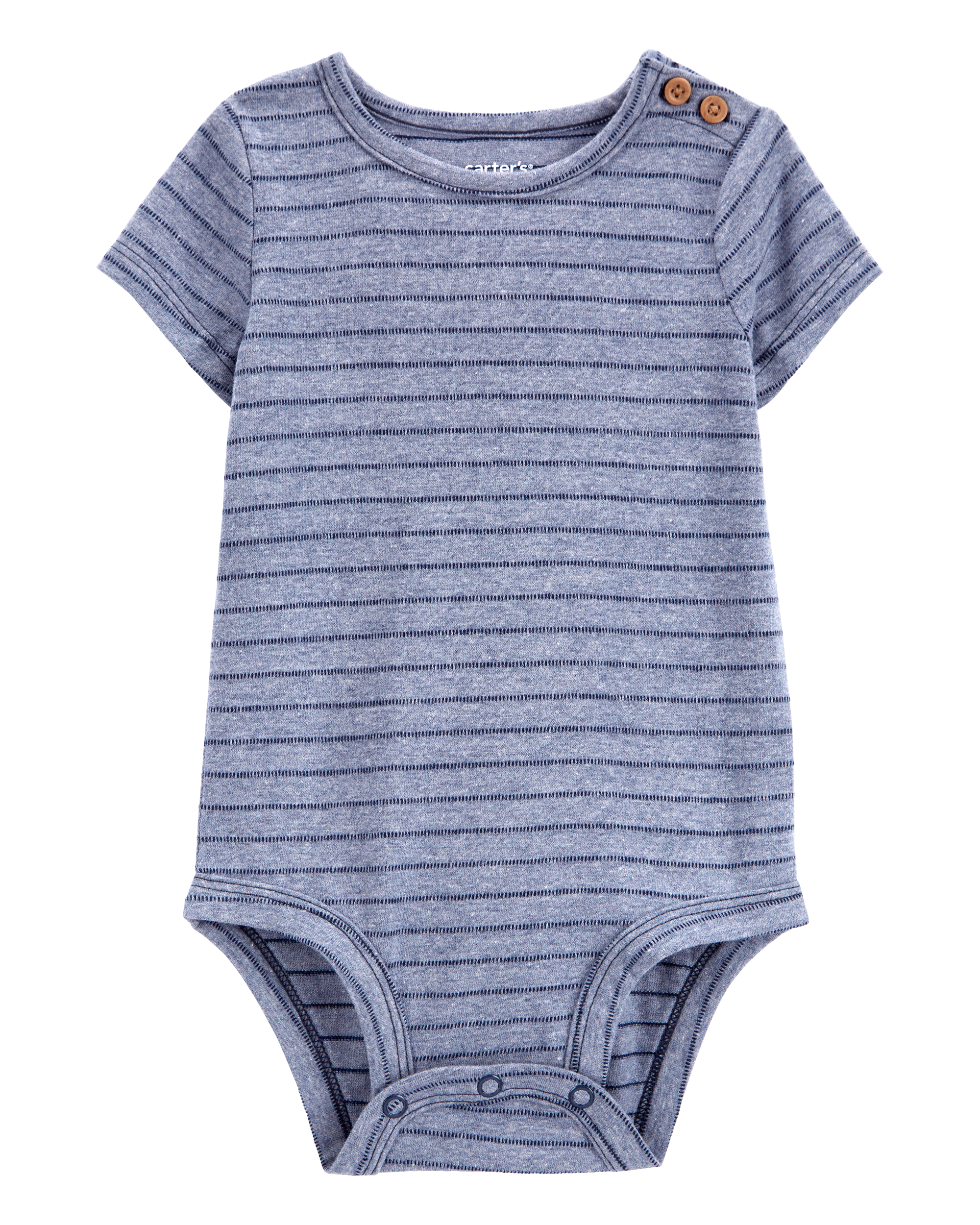 Baby Striped Short-Sleeve Bodysuit - Navy