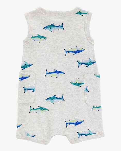 Baby Fish Cotton Blend Romper - Grey