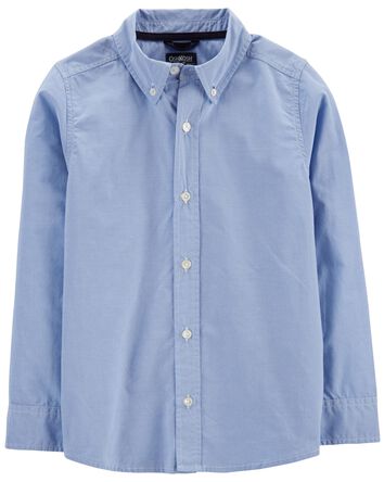 Kid Long Sleeve Button-Front Uniform Shirt