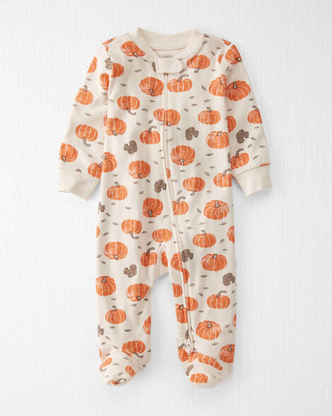 Baby Organic Cotton Sleep & Play Pajamas in Harvest Pumpkins Print
