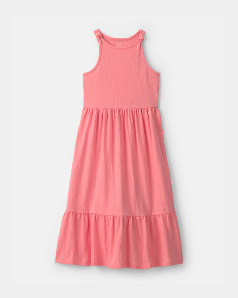 girls sleeveless maxi dress - coral