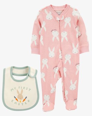 Product image 1 of Baby 2-Piece My First Easter Teething Bib & Sleep & Play Pajamas Set

