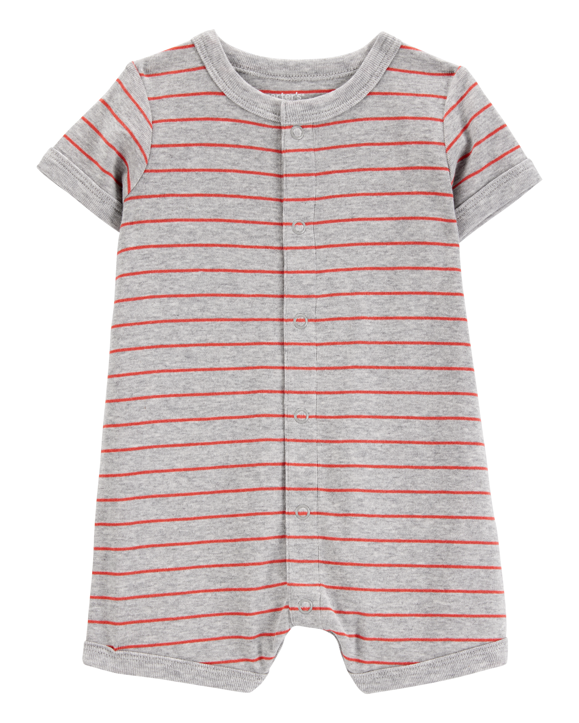 Baby Boy Crab Striped Cotton Blend Short-Sleeve Romper