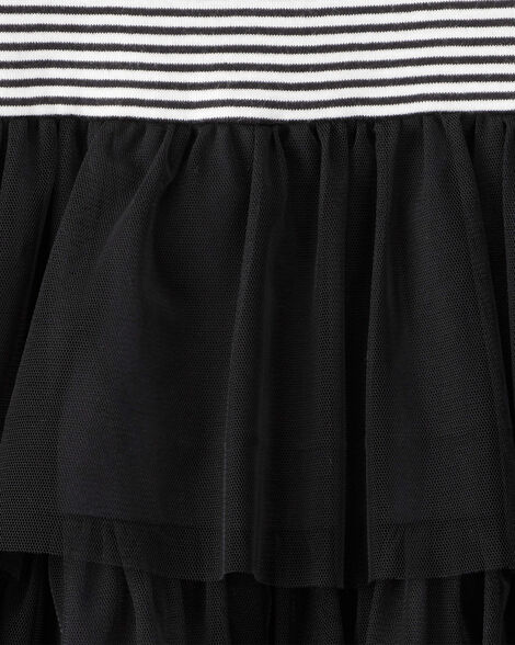  Product image 3 of Kid Halloween Striped Tiered Tulle Dress - Black