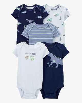 Product image 1 of Baby 5-Pack Dinosaur Short-Sleeve Bodysuits
