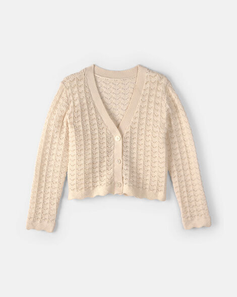 Girls Button-Down Knit Cardigan Sweater - Cream