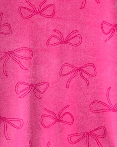 Product image 2 of Girls Bow Print Velour Long-Sleeve Loose Fit 2-Piece Pajamas - Pink
