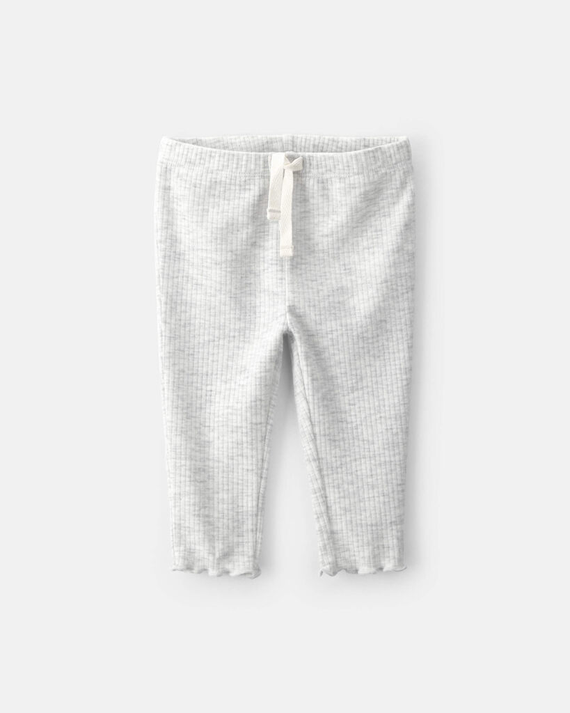Carter's baby girl rib pull-on leggings NB Heather Grey