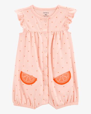 Product image 1 of Baby Cotton Short-Sleeve Romper - Orange