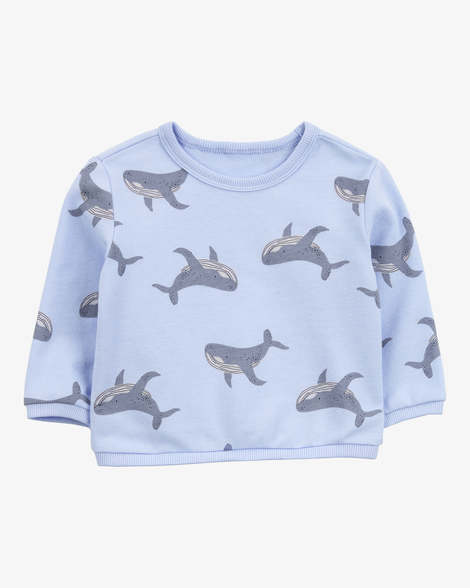 baby whale pullover sweatshirt - blue
