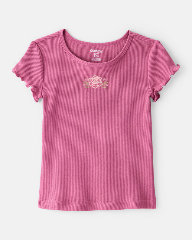 Product image 1 of Toddler Girl Flower Cotton Short-Sleeve Top - Pink