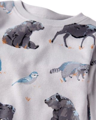 Product image 2 of Kid Organic Cotton Pajamas in Midnight Forest Print