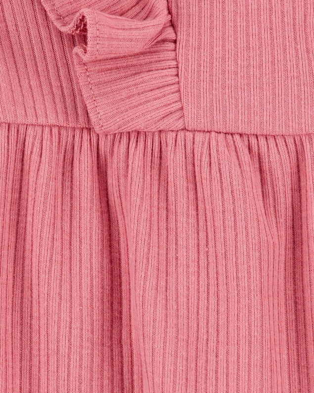 Product image 2 of Baby Girl 2-Piece Solid Flutter-Sleeve Relaxed Fit Jumpsuit & Headwrap Outfit Set - Pink
