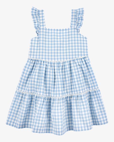  Product image 4 of Toddler 2-Piece Gingham Dress & Wave Trim Cardigan Sweater Set