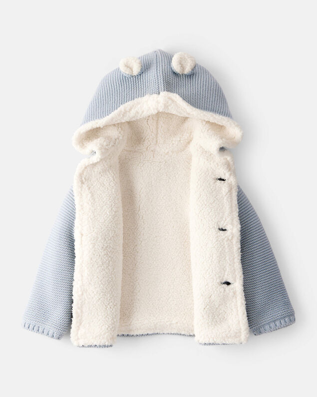 Product image 2 of Baby Boy Sherpa Lined Cotton Long-Sleeve Sweater - Blue