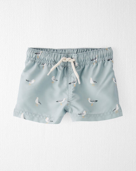 Baby Boy Recycled Seagull-Print Swim Trunks