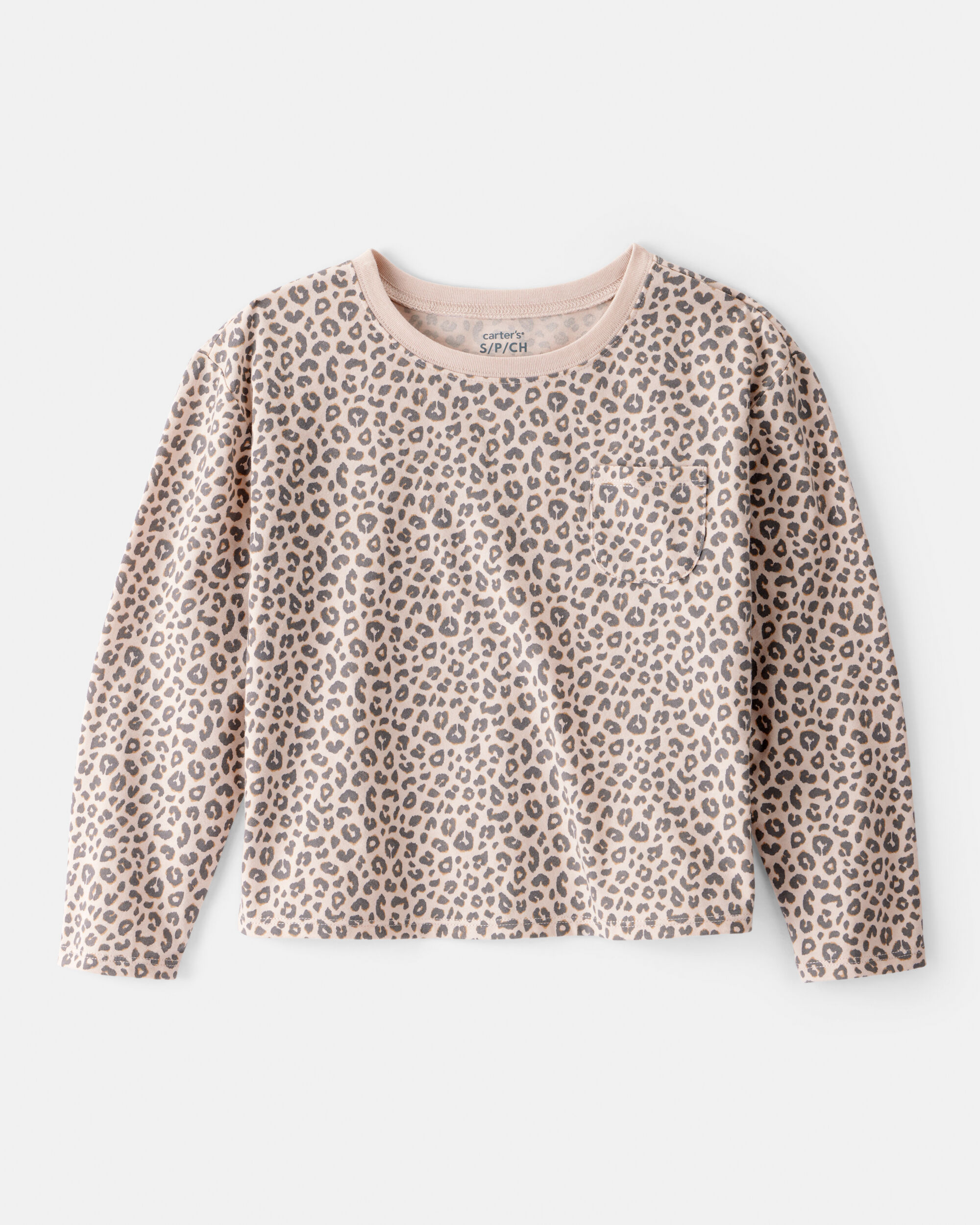 Carters girls leopard print long-sleeve top L Brown 4$