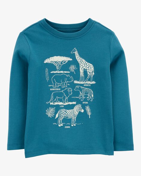 Product image 1 of Toddler Safari Long-Sleeve Graphic Tee - Blue
