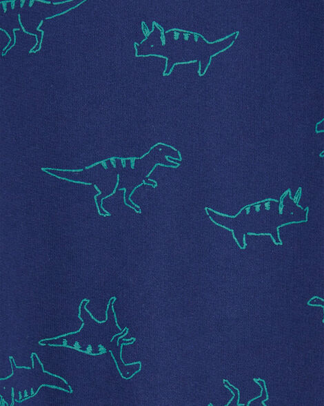  Product image 2 of Baby Dinosaur Print French Terry Long-Sleeve Jumpsuit - Blue