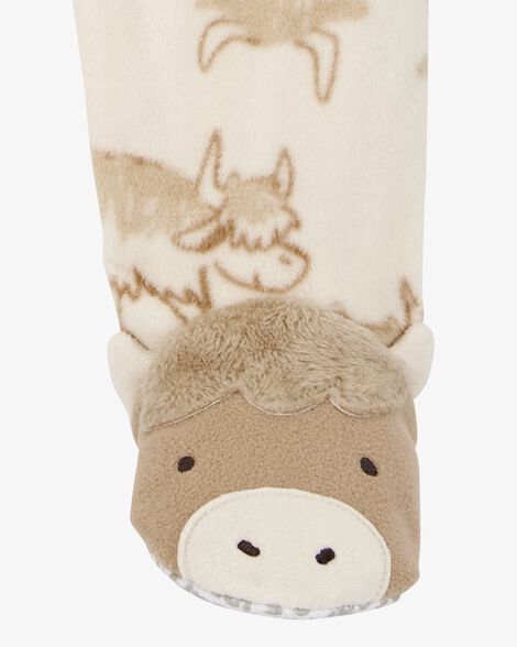  Product image 2 of Baby 1-Piece Cow Print Fleece Footie Pajamas