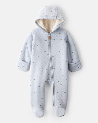 Baby Boy Sherpa Long-Sleeve Hooded Jumpsuit - Blue