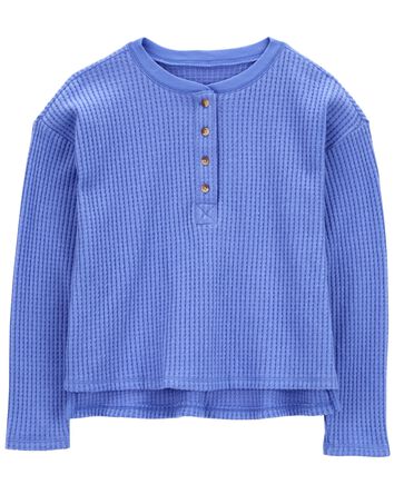Kid Waffle Knit High-Low Top