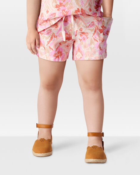  Product image 2 of Toddler Floral Print Drawstring Shorts - Pink