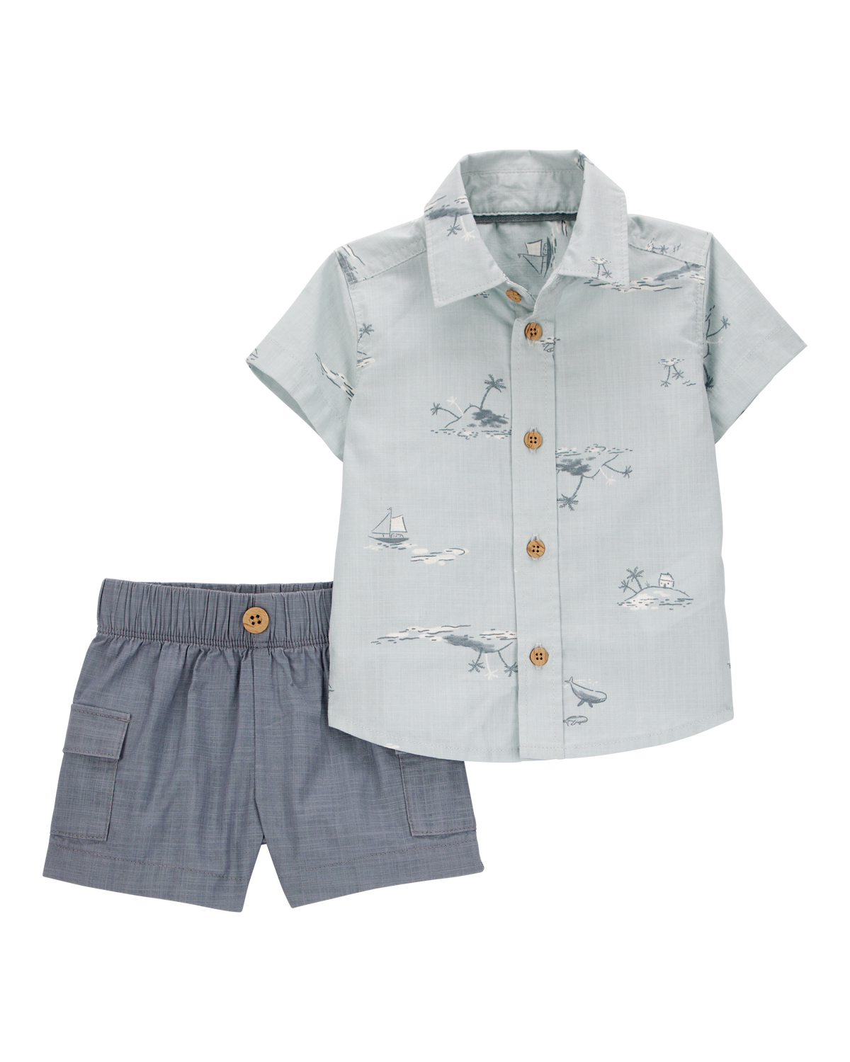 Baby boy セット Baby 2-Piece Button-Down Shirt & Short Set - Blue - Carter's