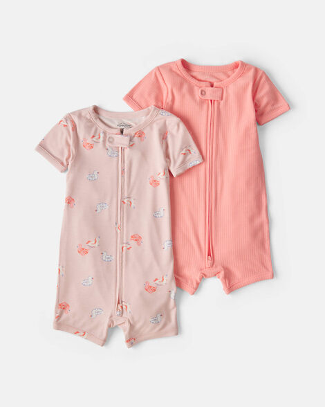 baby girl 2-pack flamingo purelysoft™ 1-piece pajama - pink