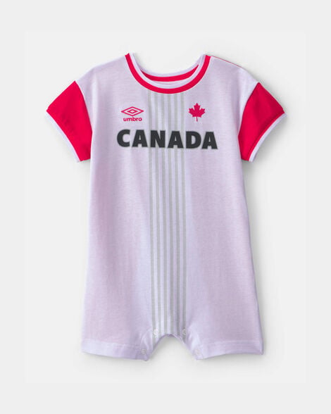 baby umbro canada soccer romper - red/white