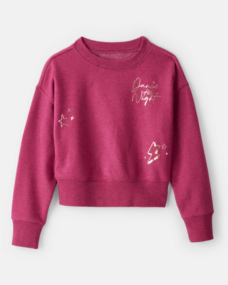 Girls DayDream Fleece Metallic Dance Pullover Sweatshirt - Red