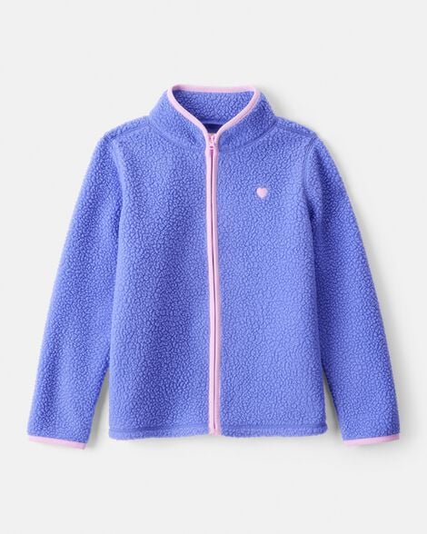Girls Microfleece Long-Sleeve Zip-Up Jacket - Blue