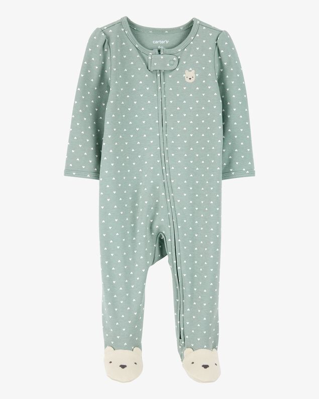 Product image 1 of Baby Girl Polka Dot 2-Way Zip Cotton Sleep & Play Pajamas - Green